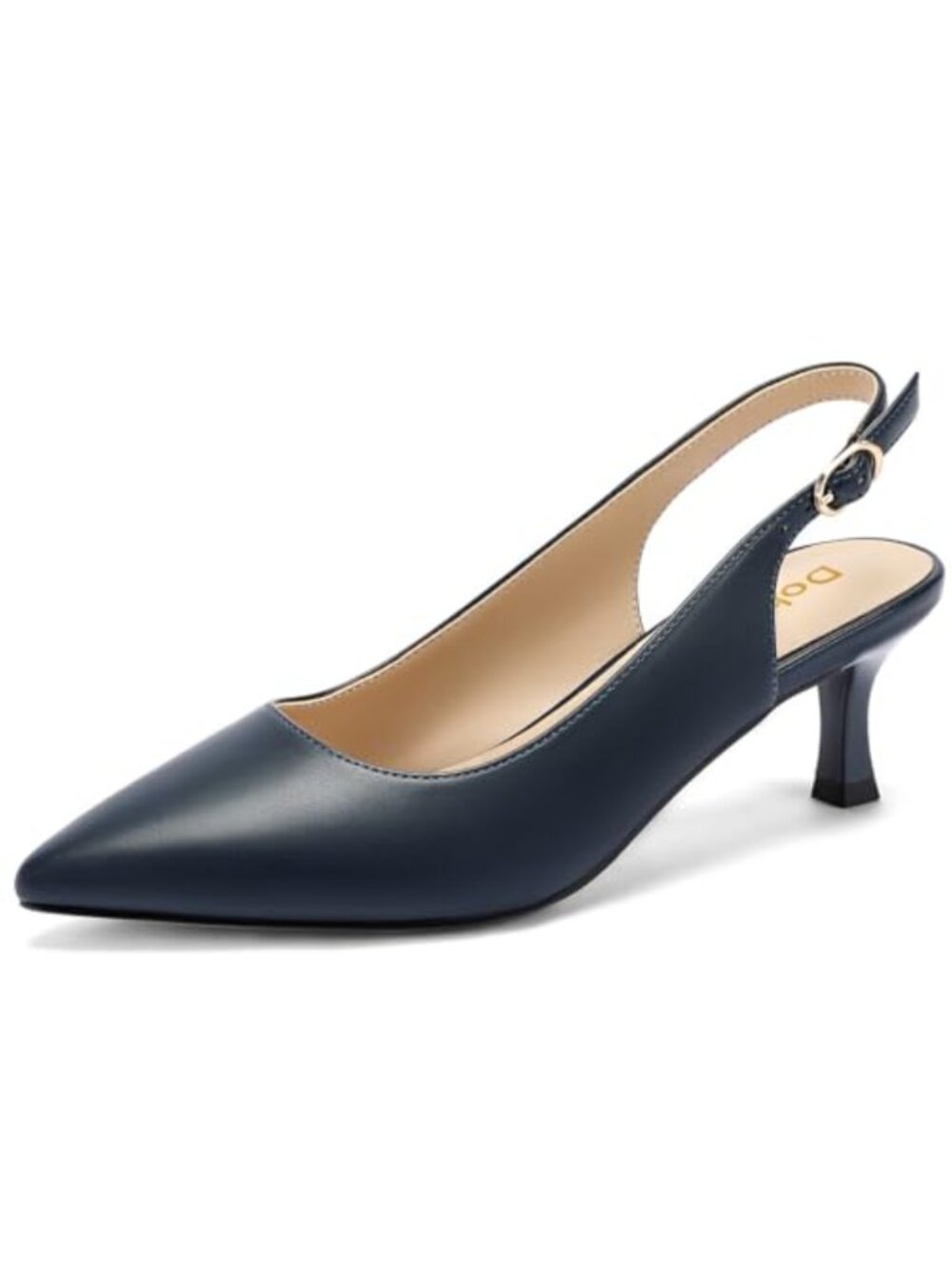 Slingback Kitten Heels Pumps Pointed Toe PU Women's Dress Shoes Wedding Work